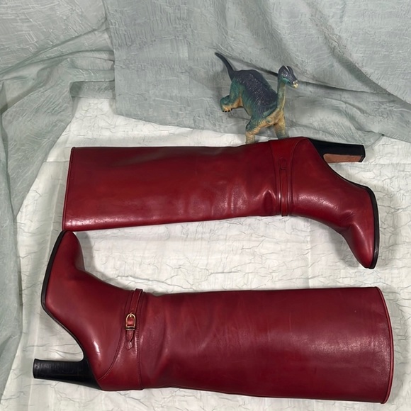 Pasquale Di Fabrizio Vero Cuoio Red Leather Vintage 70s Heeled Boots | 36.5 - Picture 8 of 16